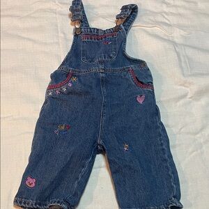 Denim Overalls with Embroidered Accents